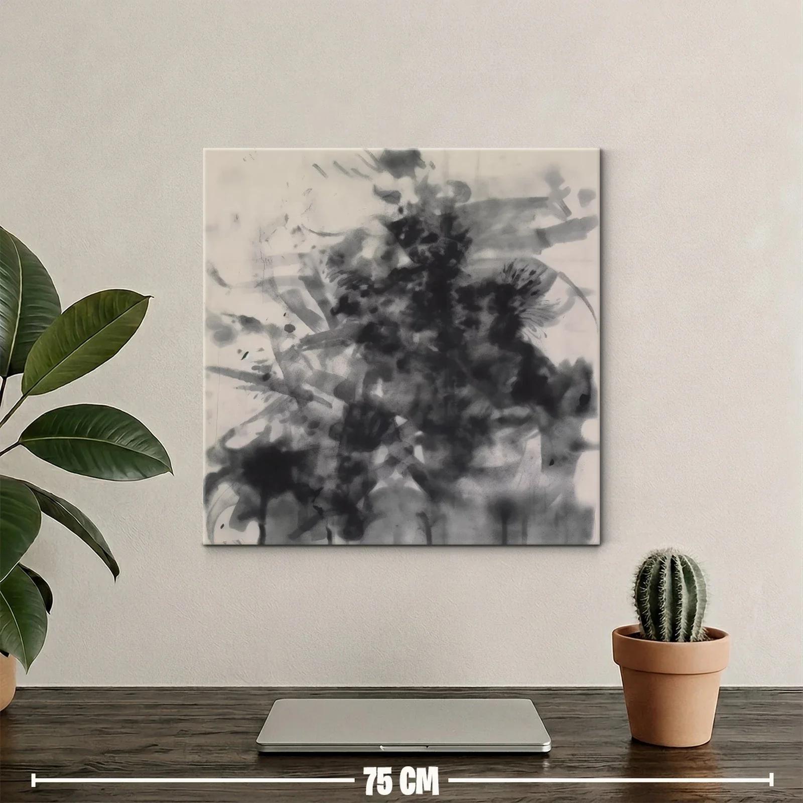 Cuadro abstracto en tonos grises para ambientes modernos — miniatura 2
