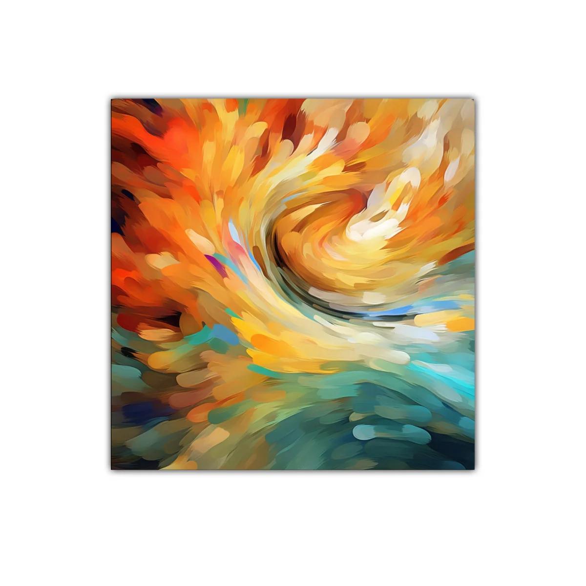 Cuadro abstracto con vibrantes tonos cálidos y fríos — imagen principal