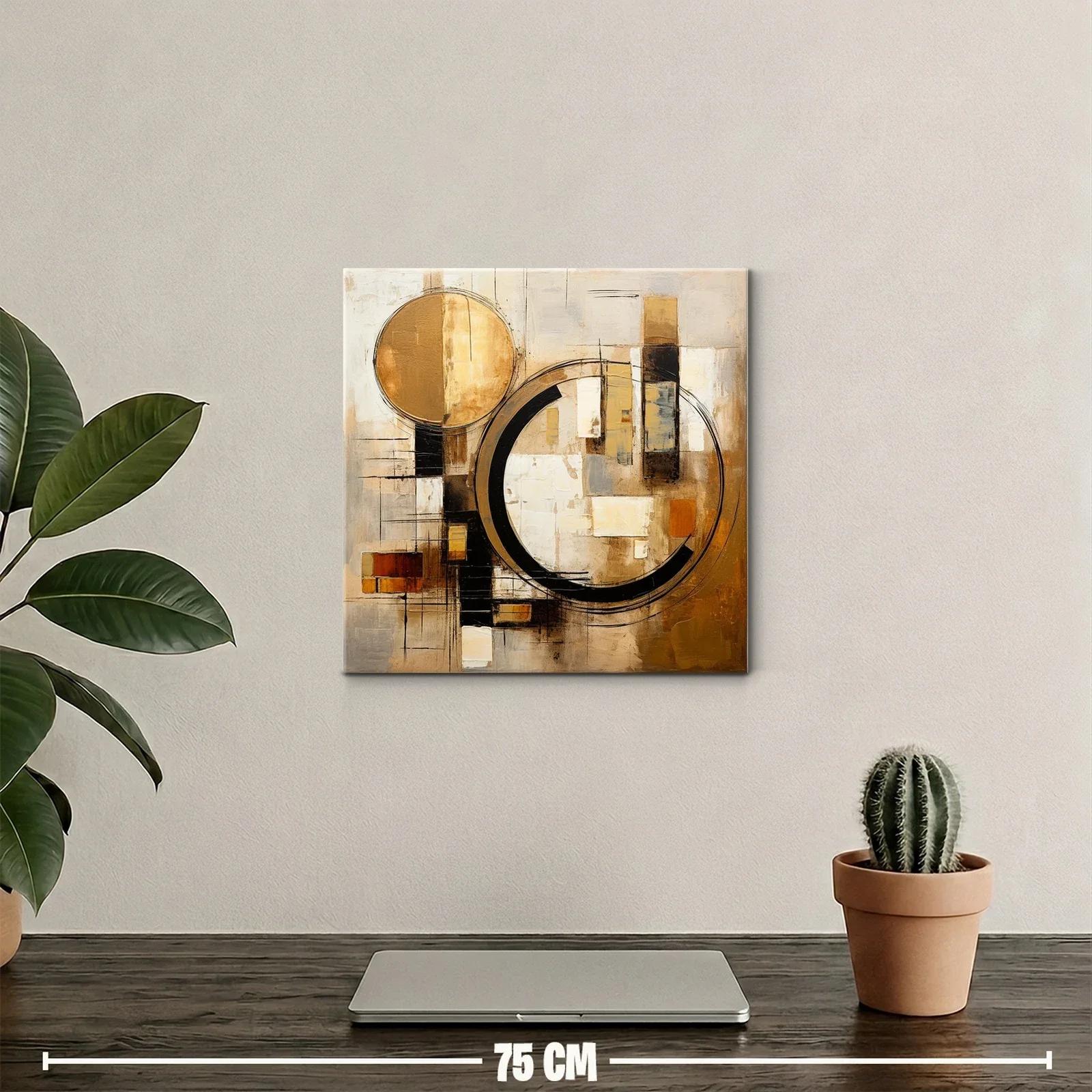 Composición abstracta con círculos y formas geométricas cálidas — miniatura 2