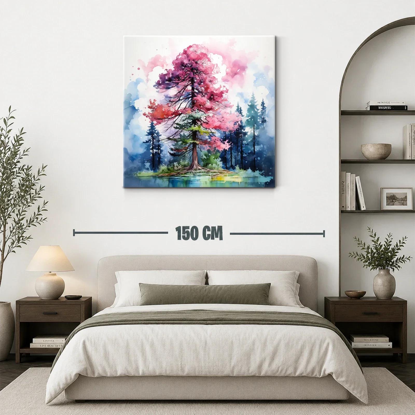 Árbol vibrante con tonos rosados y fondo azul intenso — miniatura 3