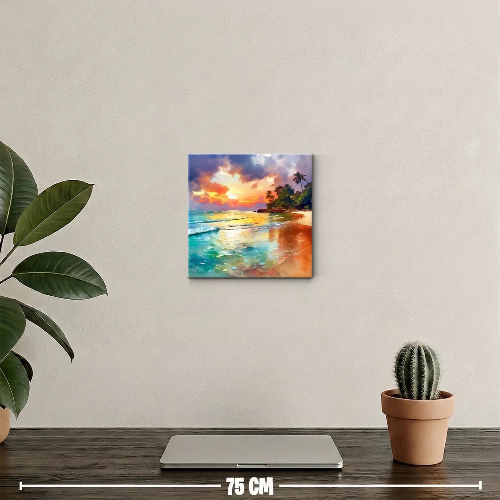 Atardecer tropical con palmeras y mar tranquilo — miniatura 2