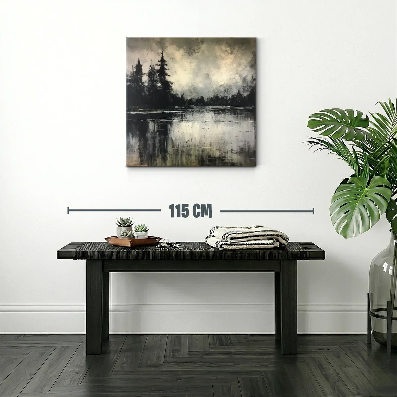 Paisaje abstracto con reflejos en tonos neutros y negros — miniatura 2