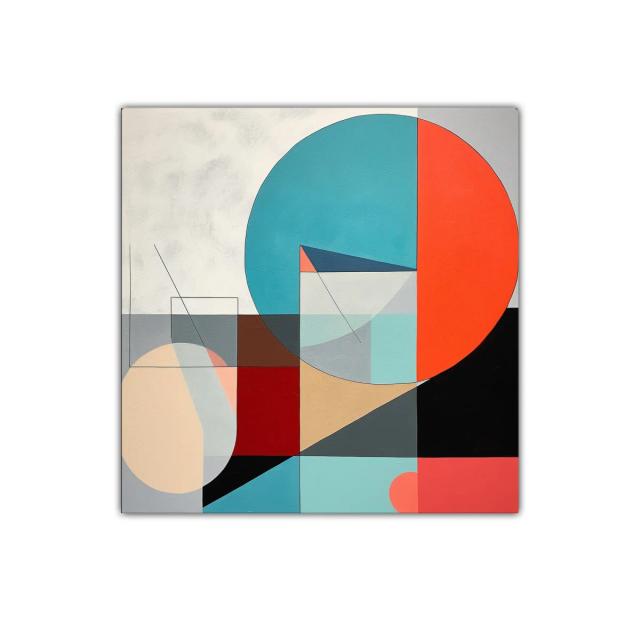 Composición geométrica con formas circulares y colores vibrantes