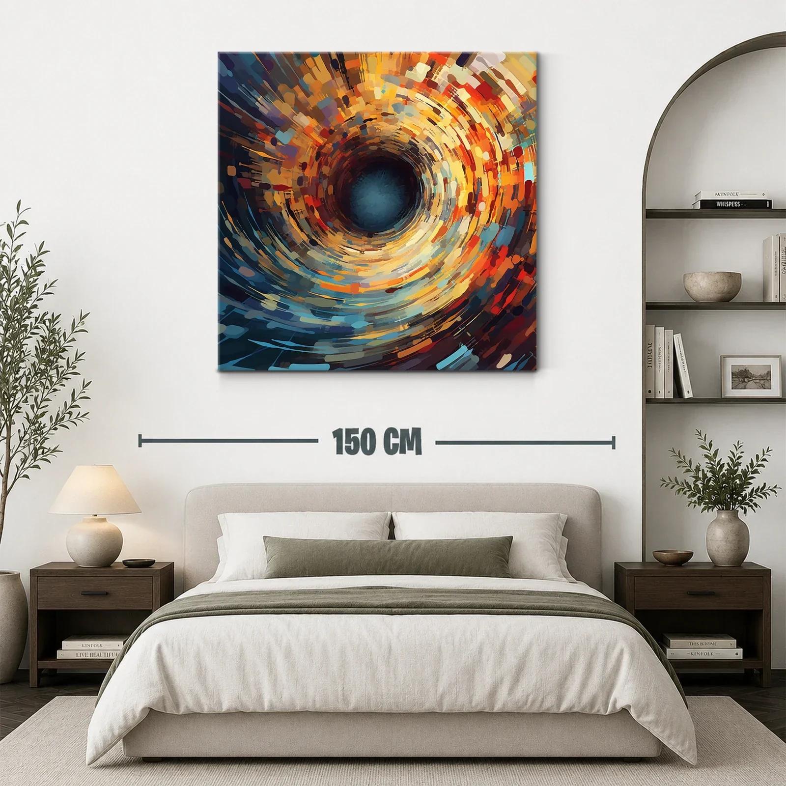Cuadro abstracto de remolino en tonos cálidos y fríos — miniatura 3