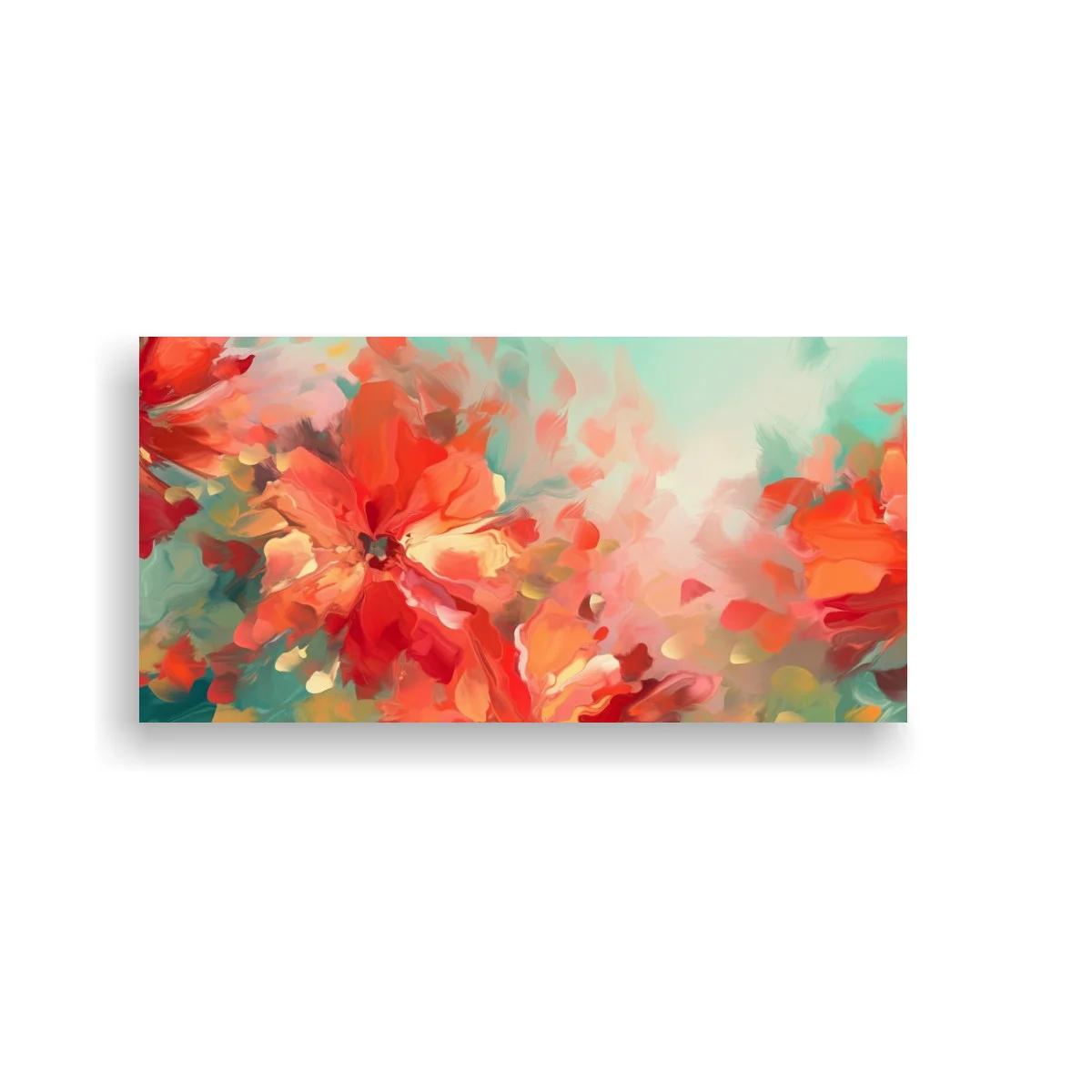 Cuadro flores rojas con fondo difuminado