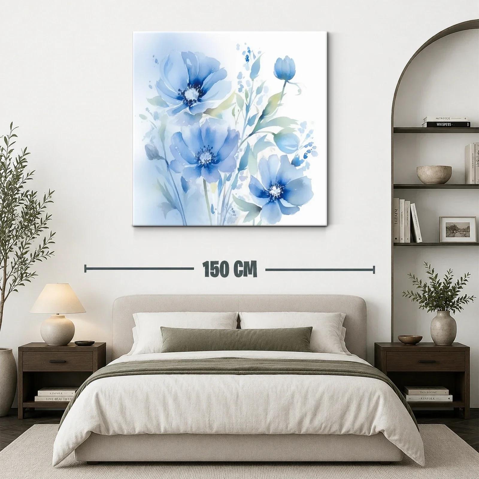 Cuadro floral en tonos azules con delicados pétalos — miniatura 3