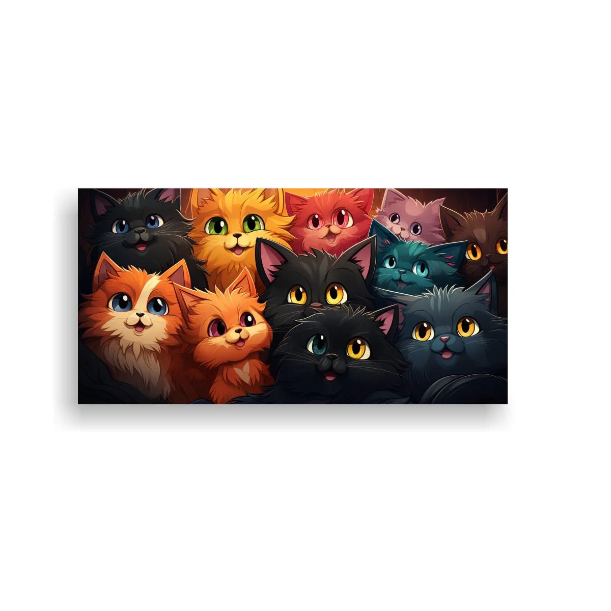 Cuadro grupo de gatos de colores con hocicos pequeños