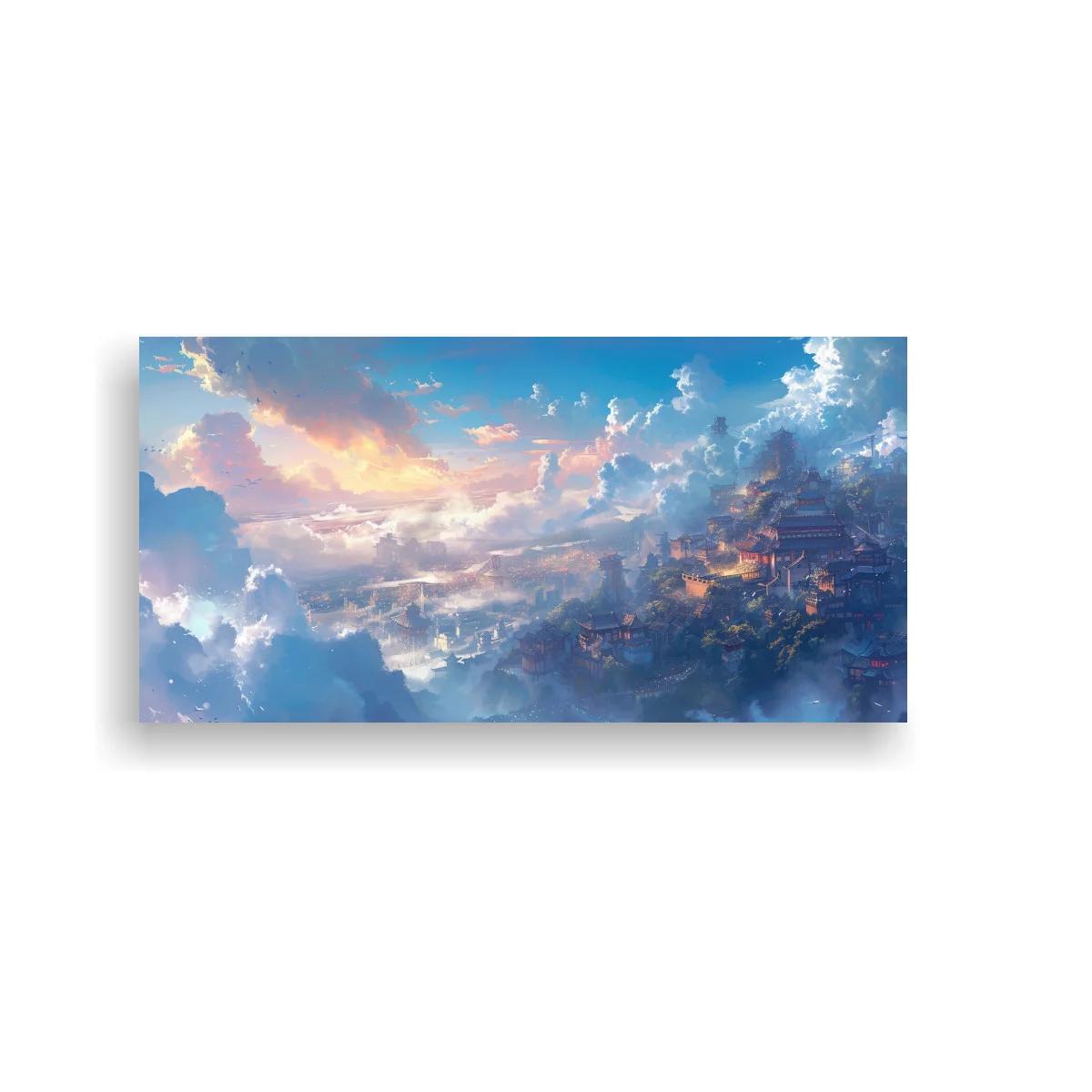 Cuadro ciudad celestial entre nubes y bruma — imagen principal