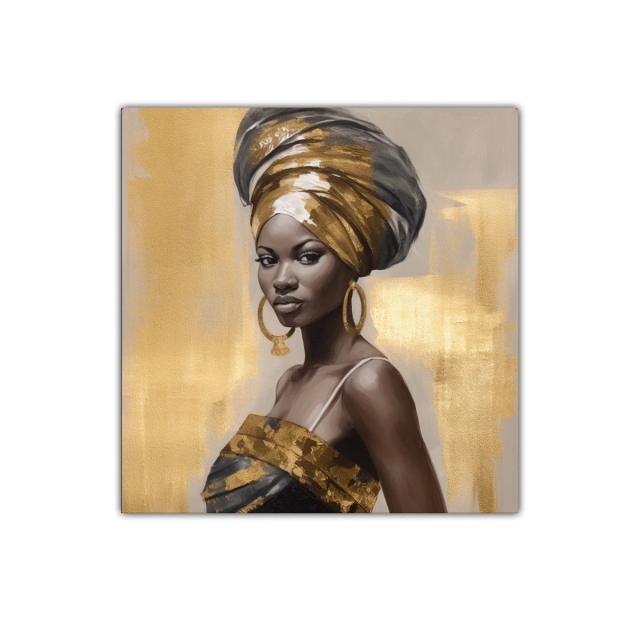 Retrato elegante con tonos dorados y expresividad única