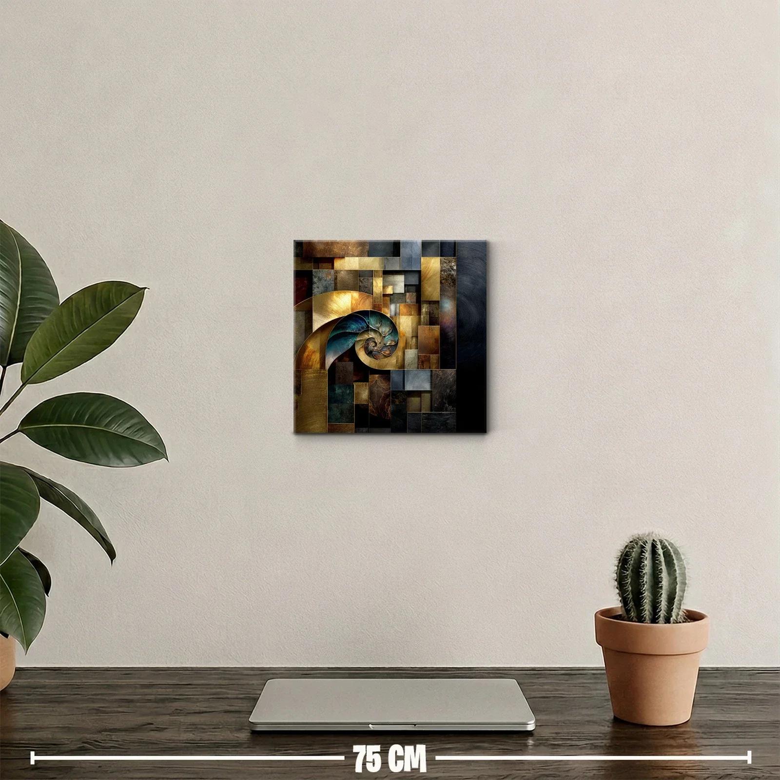 Cuadro decorativo con espiral de tonos dorados y azulados — miniatura 2