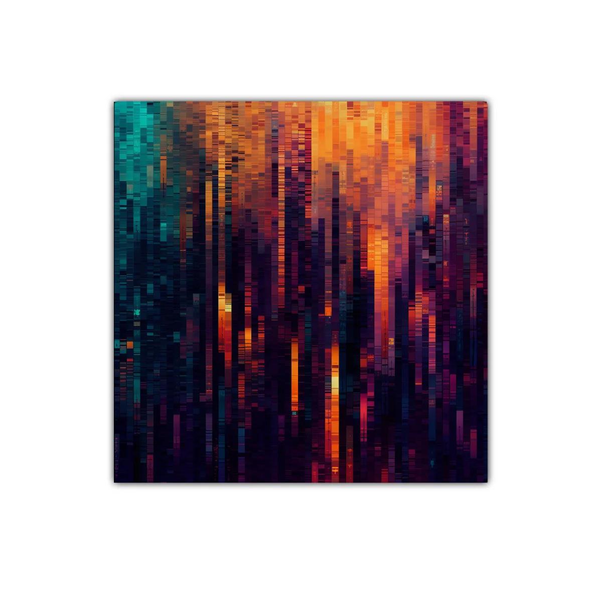 Cuadro abstracto con tonos cálidos y fríos en vertical — miniatura 1