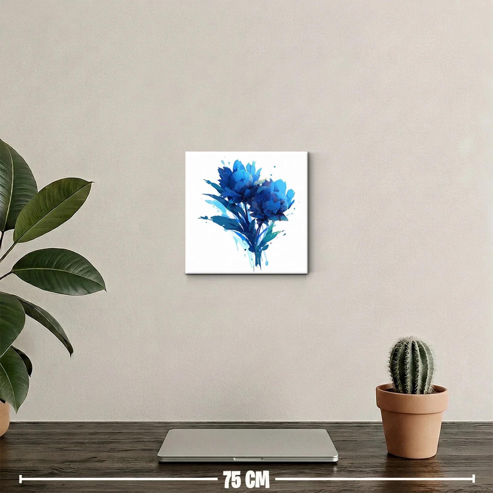Cuadro decorativo con flores en intenso azul vibrante — miniatura 2