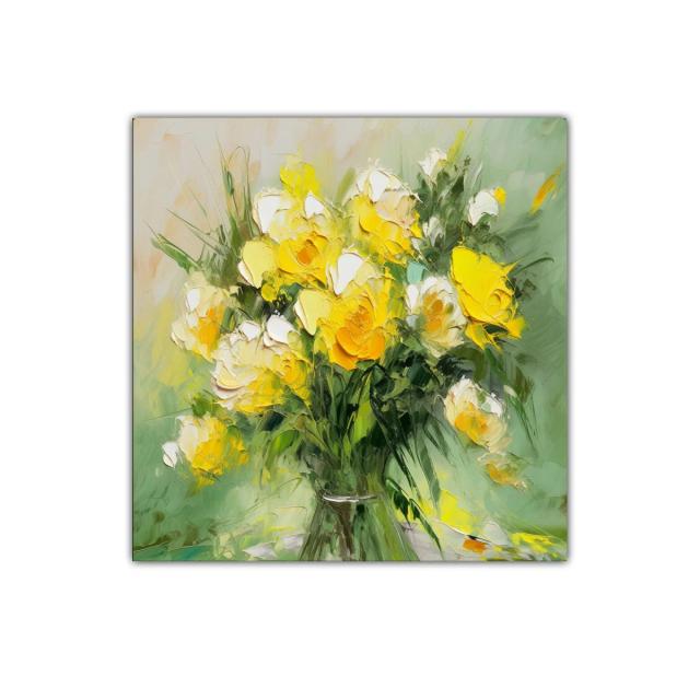 Cuadro decorativo con ramo vibrante de flores amarillas y blancas