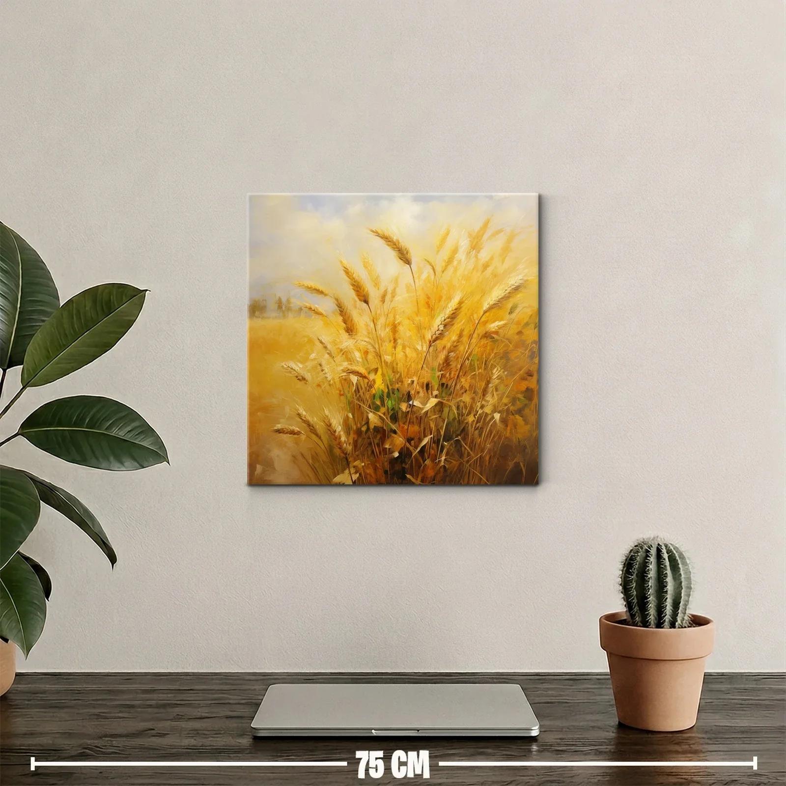 Cuadro con Trigo Dorado al Viento en Paisaje Rural — miniatura 2