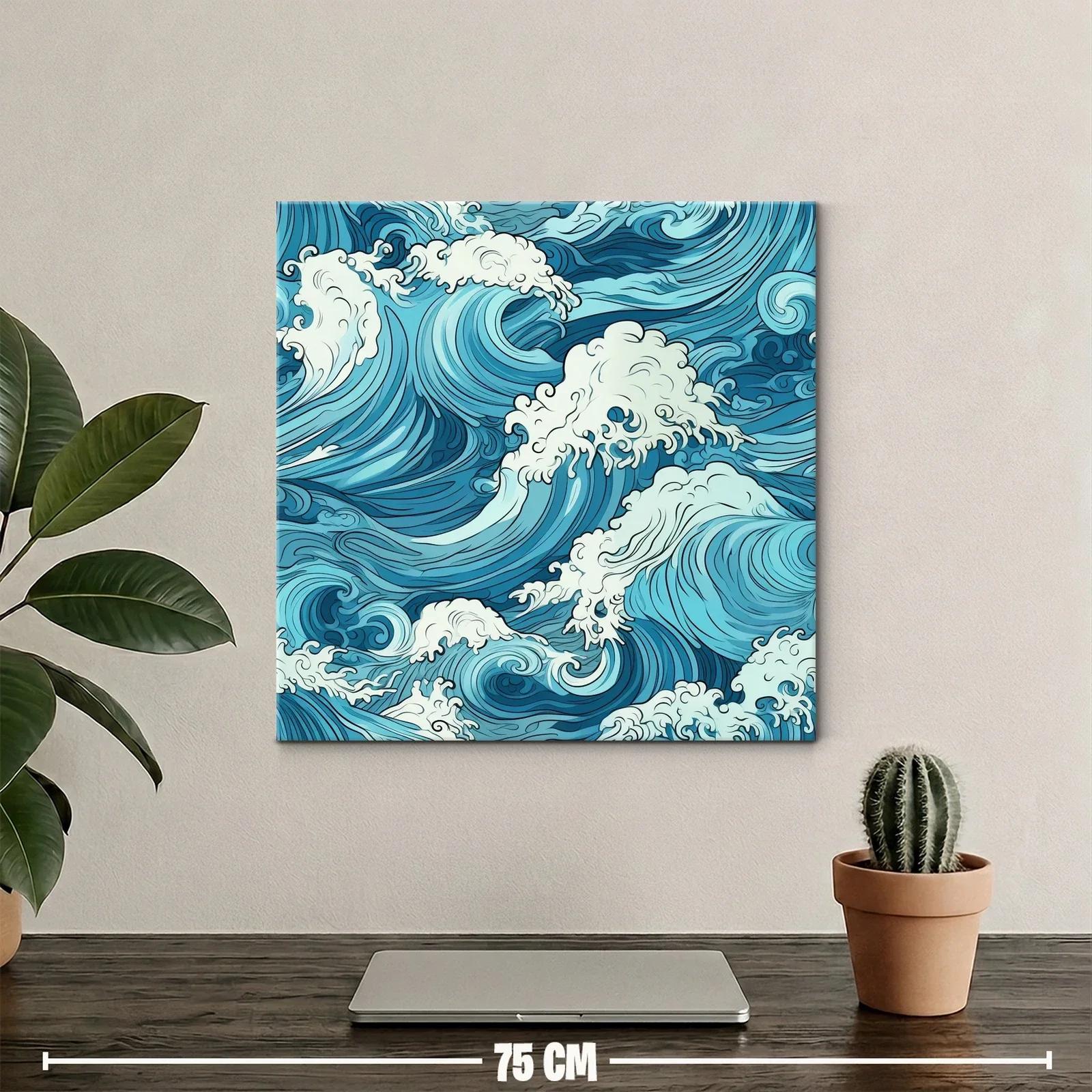 Impresionante obra con olas azules y espuma marina — miniatura 2