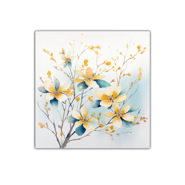 Cuadro decorativo con flores en tonos amarillos y azules