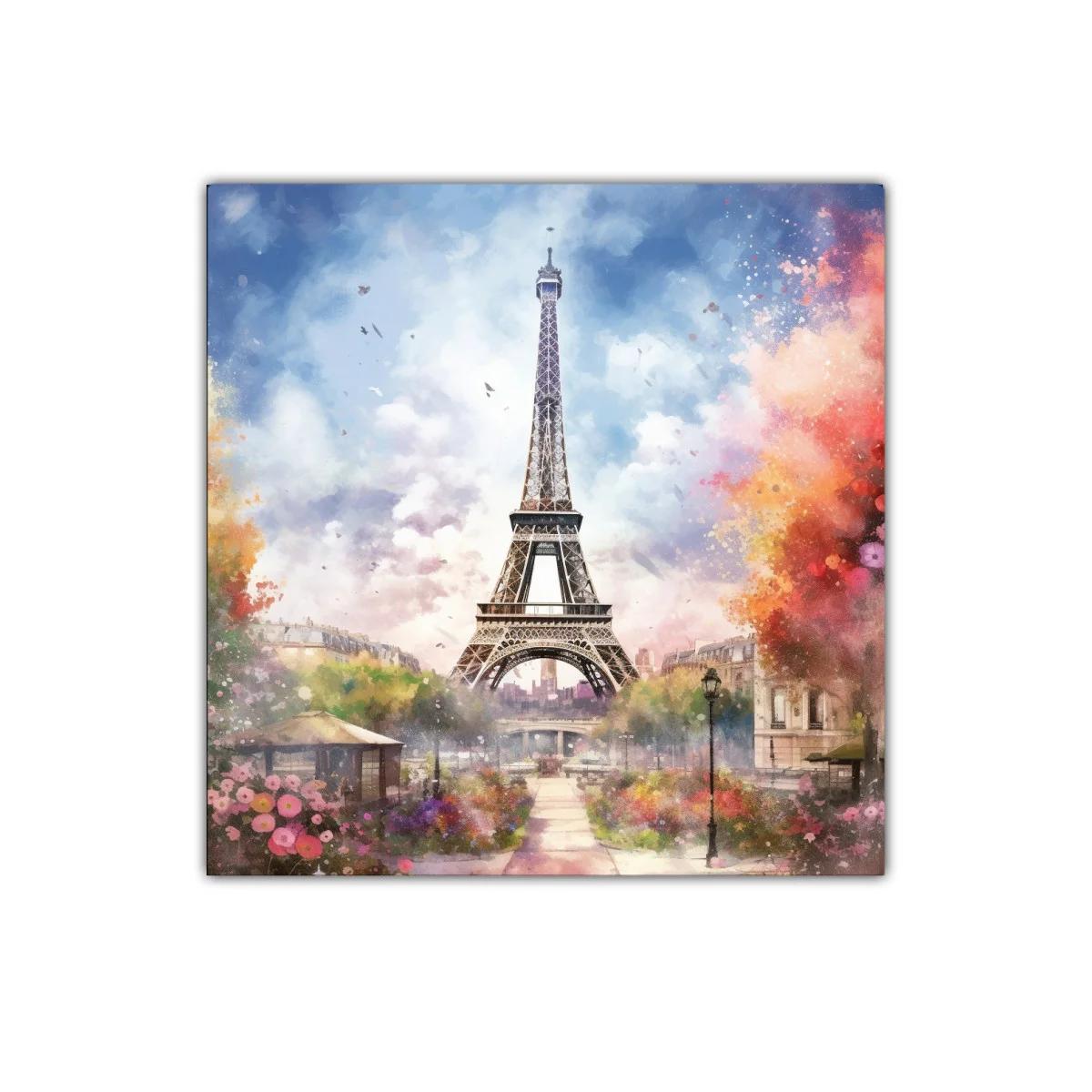 Paisaje con Torre Eiffel y Jardines en Colores Vibrantes — imagen principal