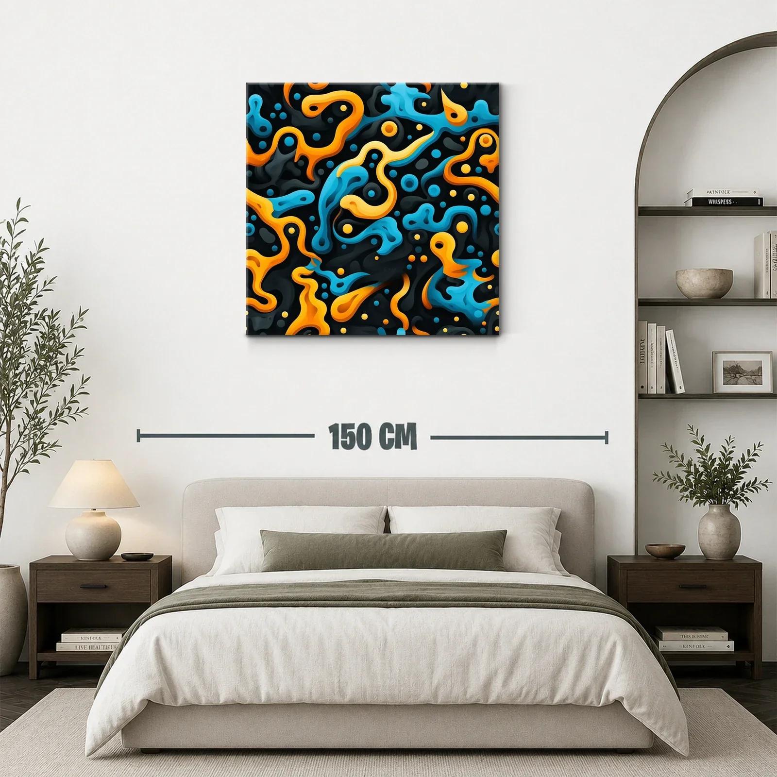 Composición Abstracta en Tonos Naranja y Azul Vibrante — miniatura 3