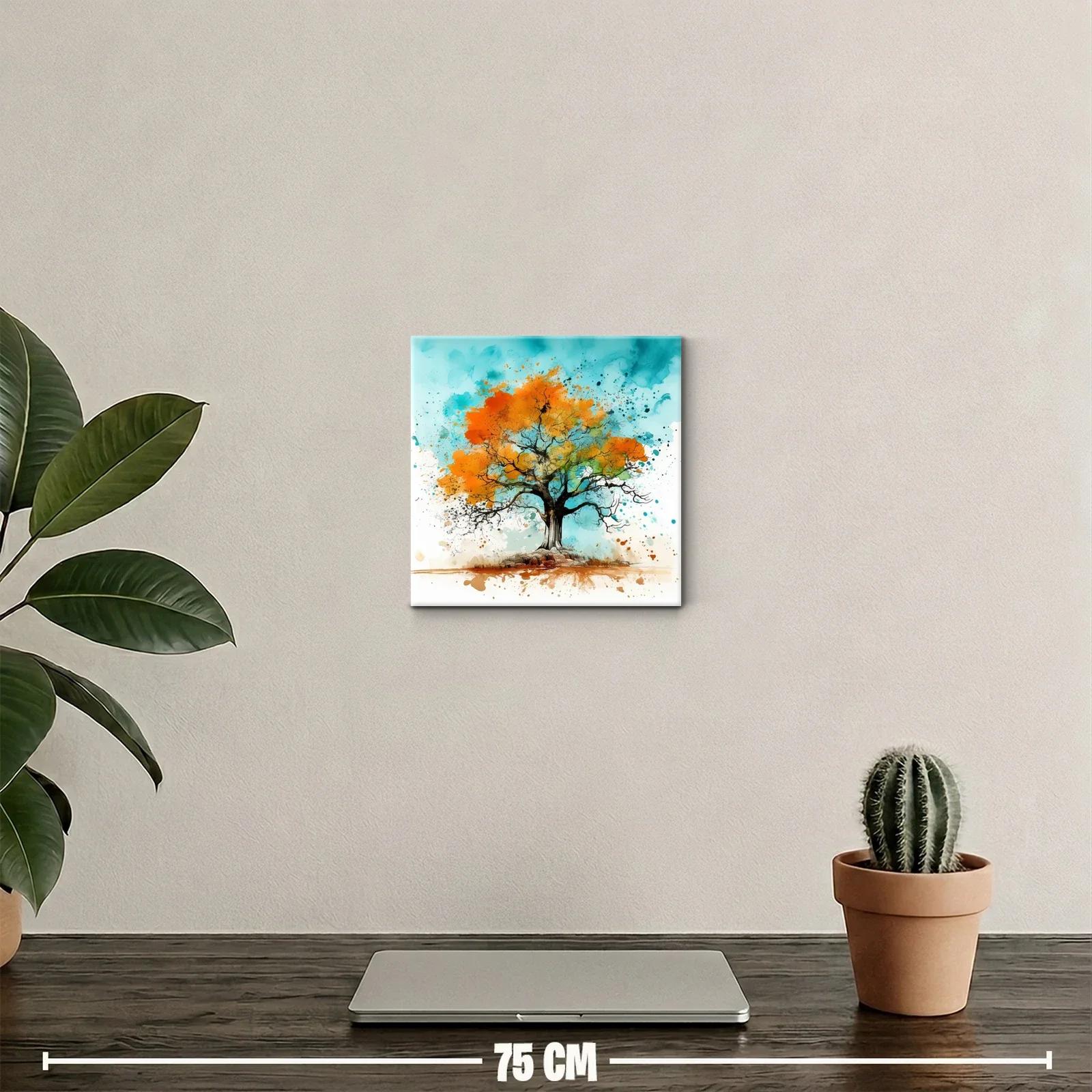 Árbol colorido con tonos vibrantes de otoño y cielo azul — miniatura 2