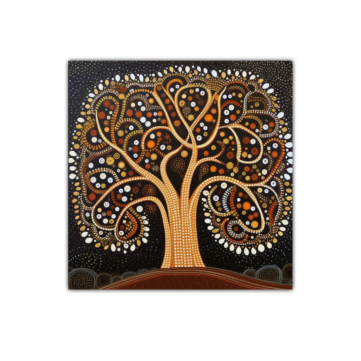 Árbol con patrones de puntos en tonos tierra y negro — imagen principal