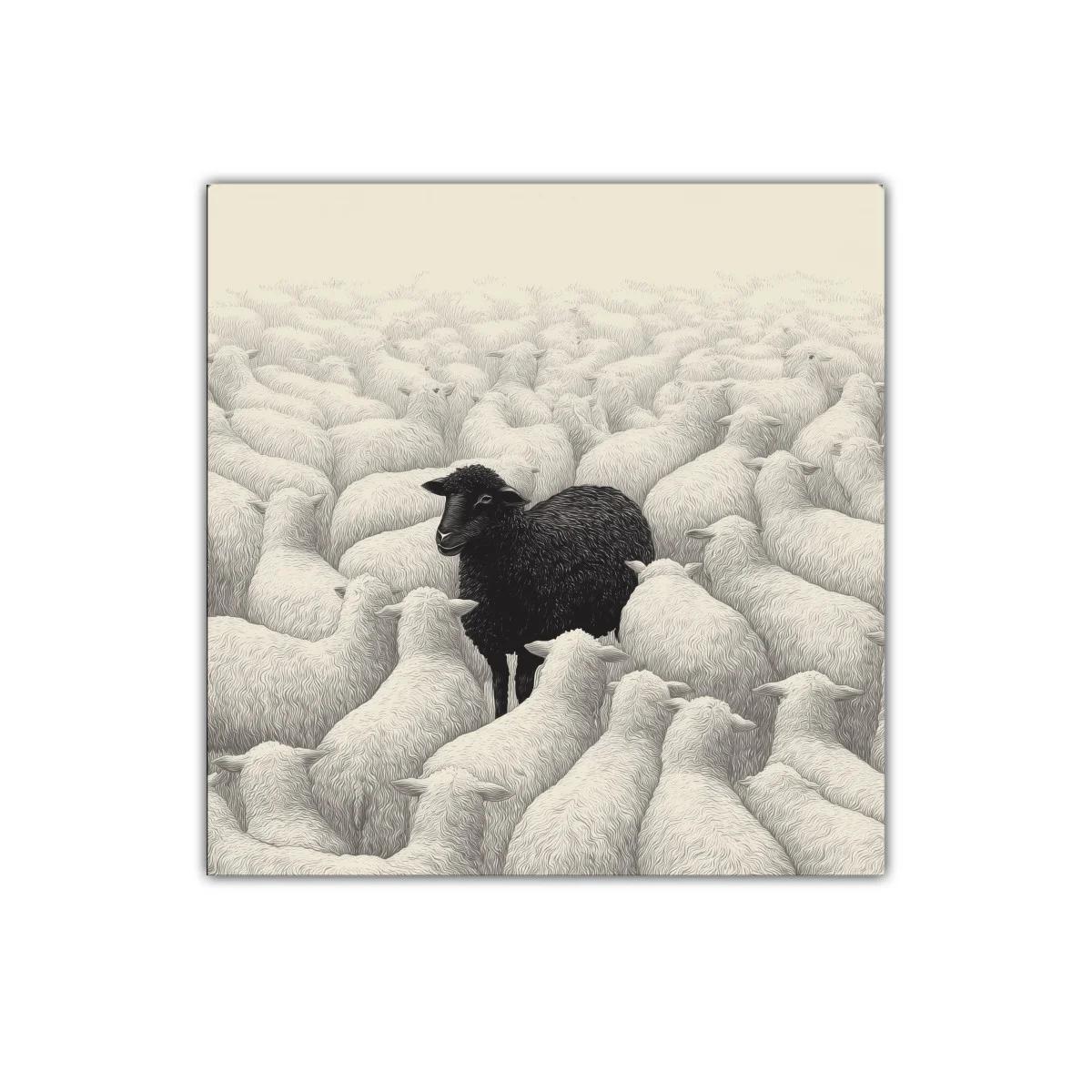 Cuadro con Oveja Negra en Rebaño Blanco — imagen principal