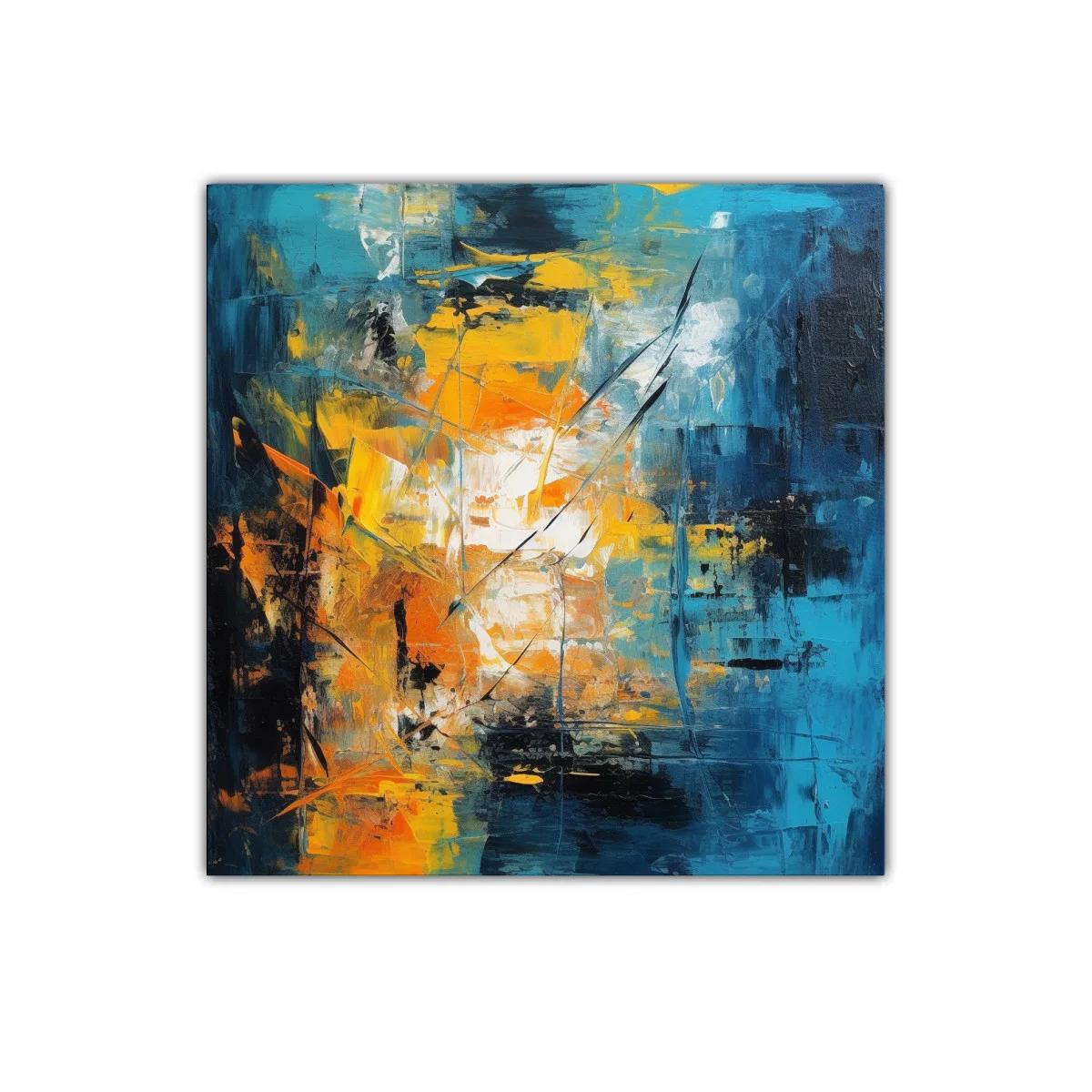 Cuadro abstracto con vibrantes tonos azul y amarillo — imagen principal