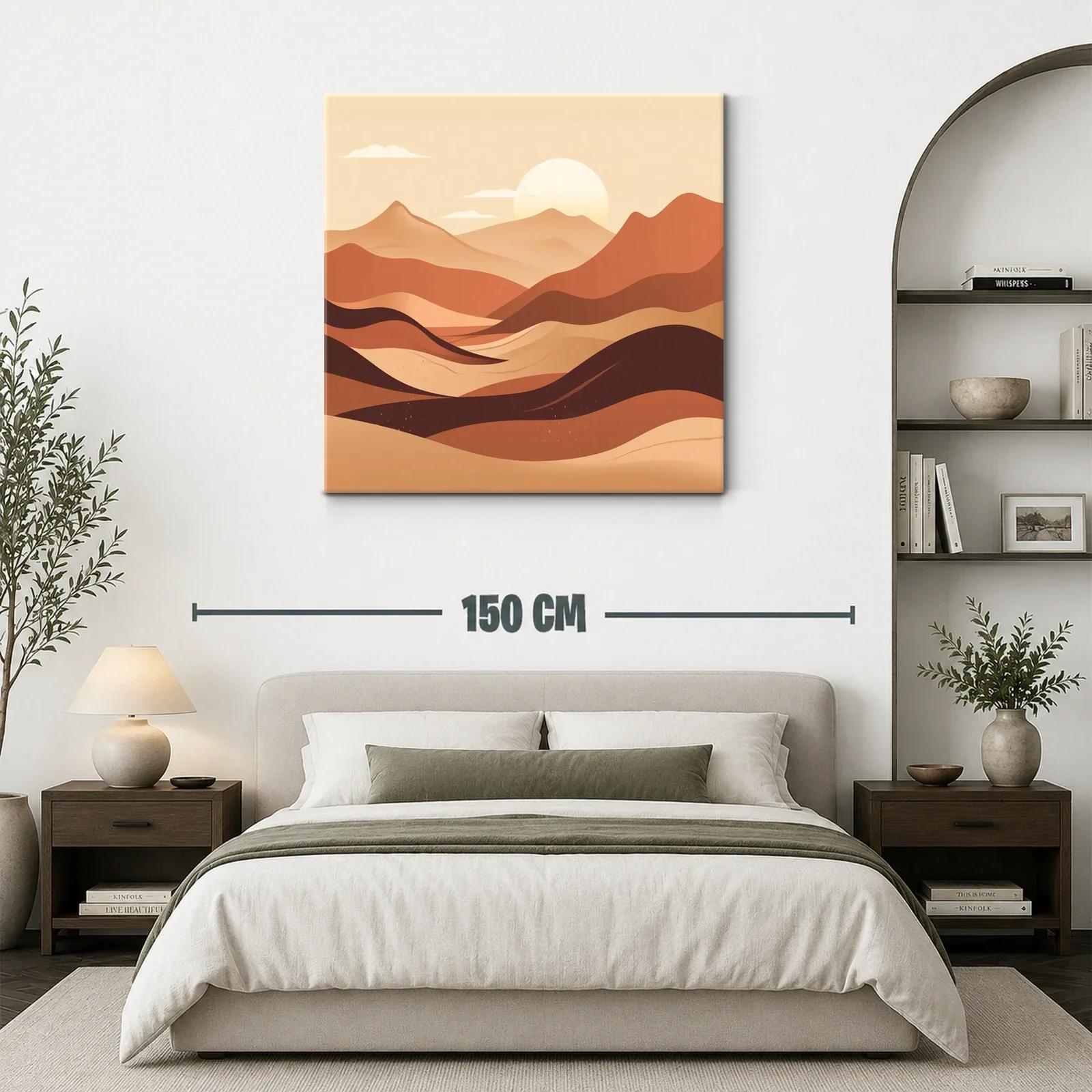 Paisaje abstracto con montañas en tonos cálidos y amanecer — miniatura 3