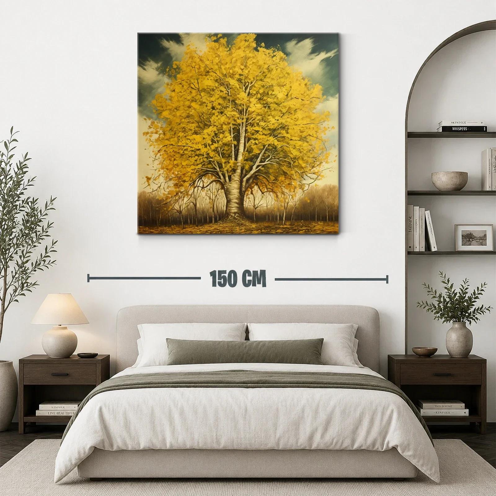 Majestuoso árbol dorado en paisaje otoñal sereno — miniatura 3