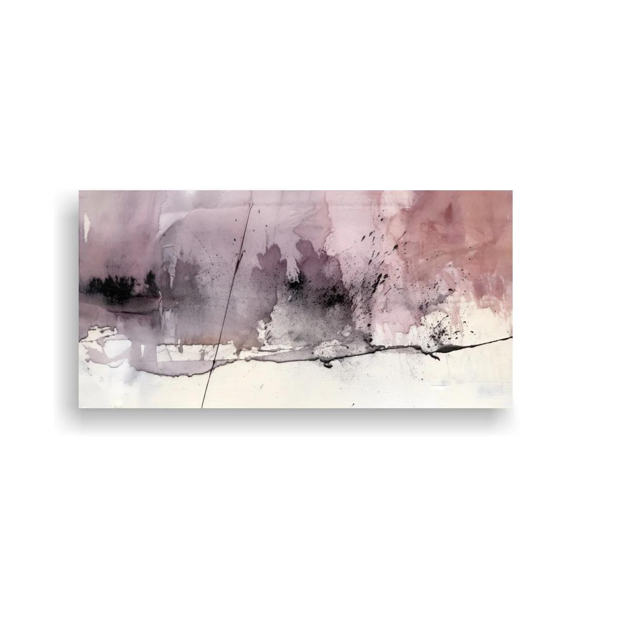 Cuadro paisaje abstracto en acuarela con línea de horizonte