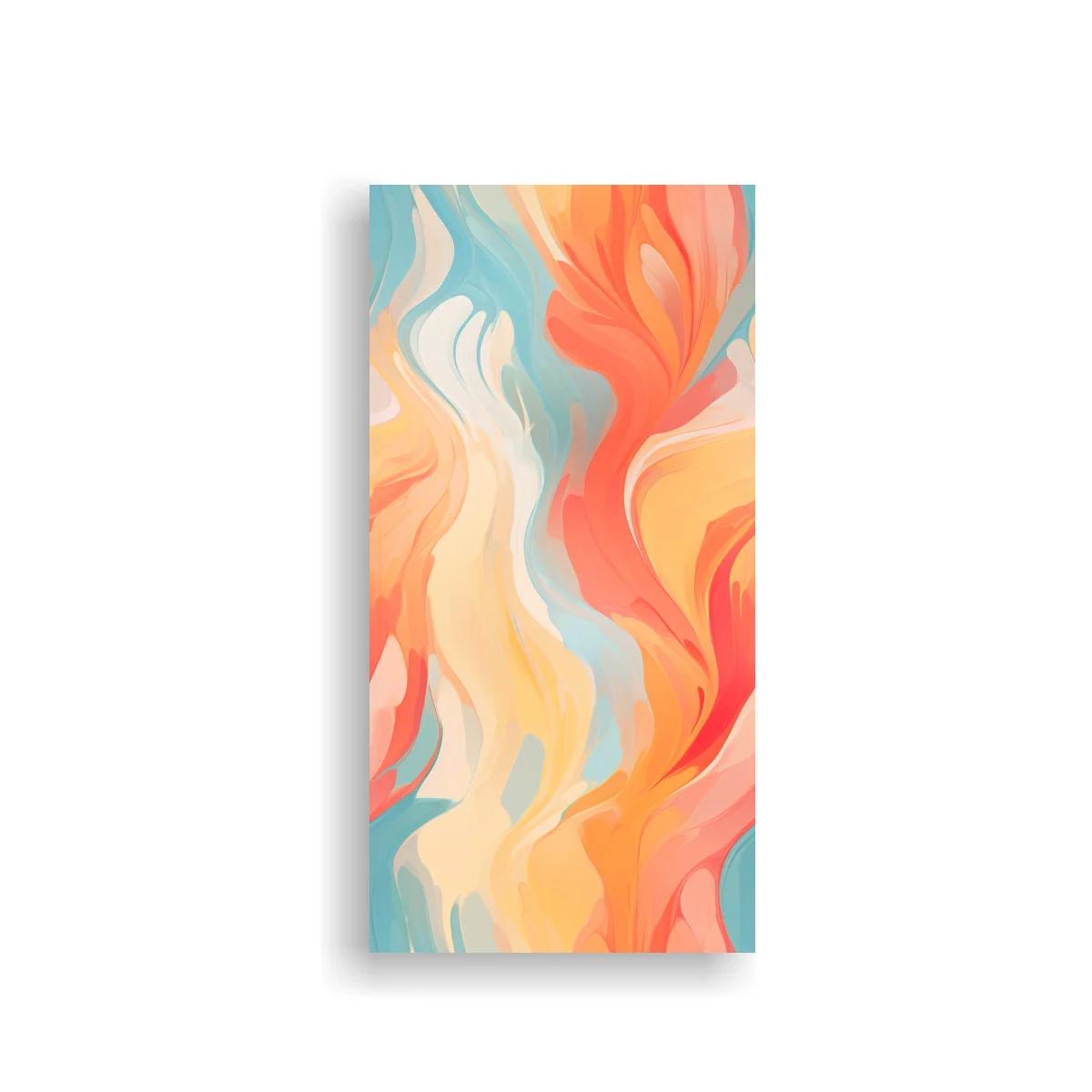 Cuadro formas fluidas onduladas coral y turquesa