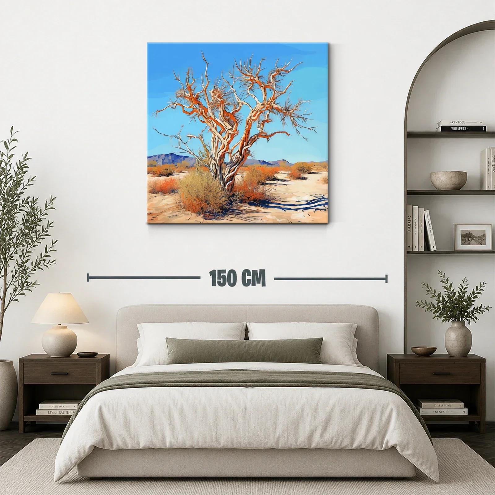 Árbol retorcido en paisaje desértico bajo cielo azul claro — miniatura 3