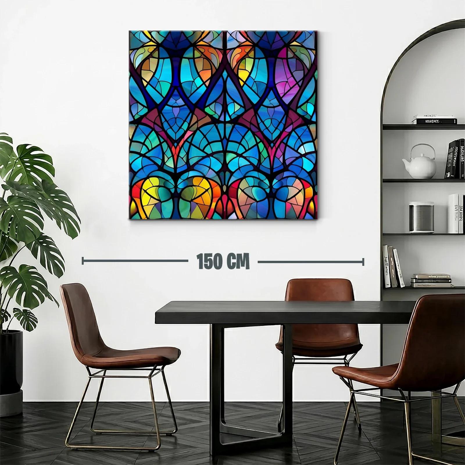Cuadro con diseño abstracto en vibrantes tonos azules y cálidos — miniatura 2