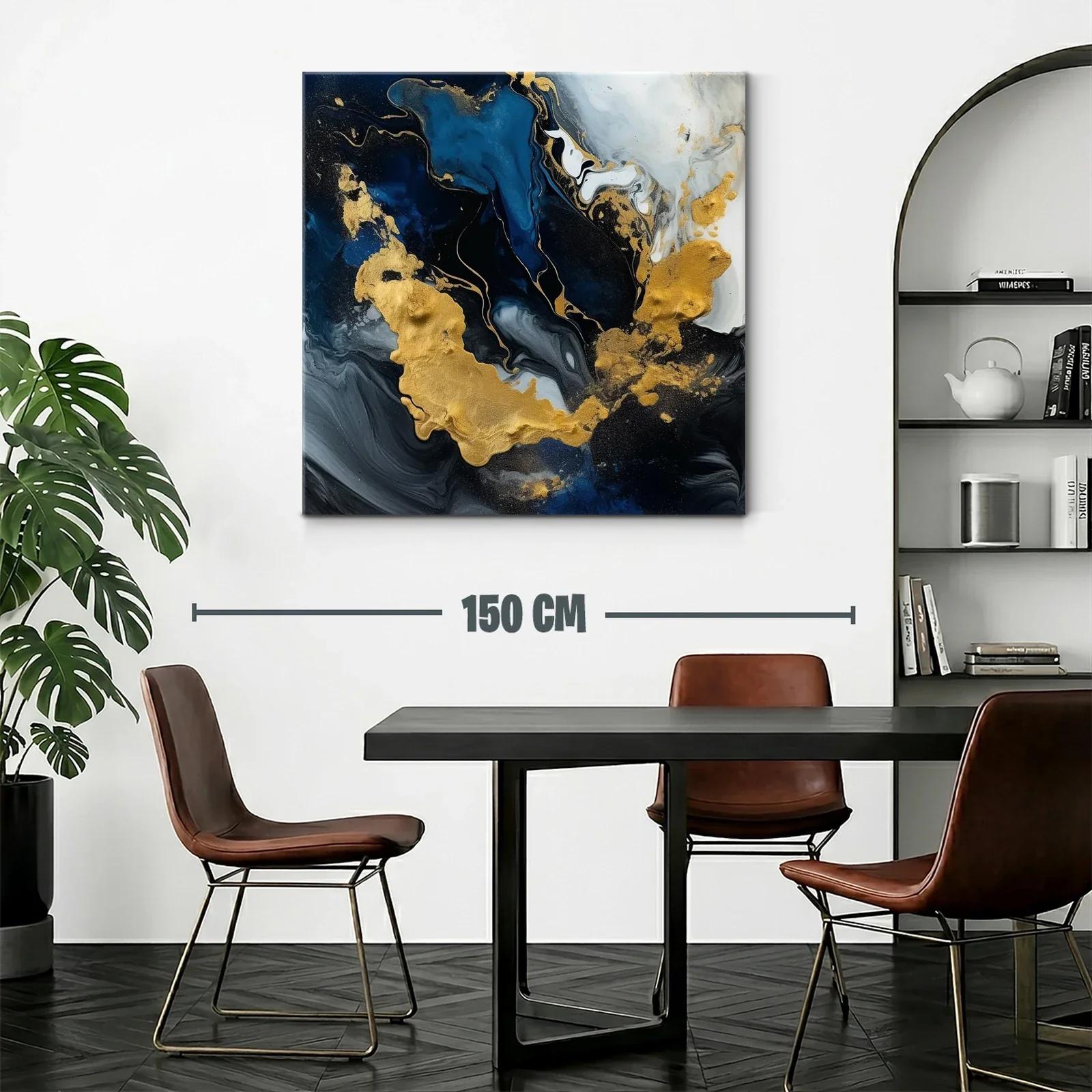 Composición abstracta en tonos azul y dorado brillante — miniatura 2