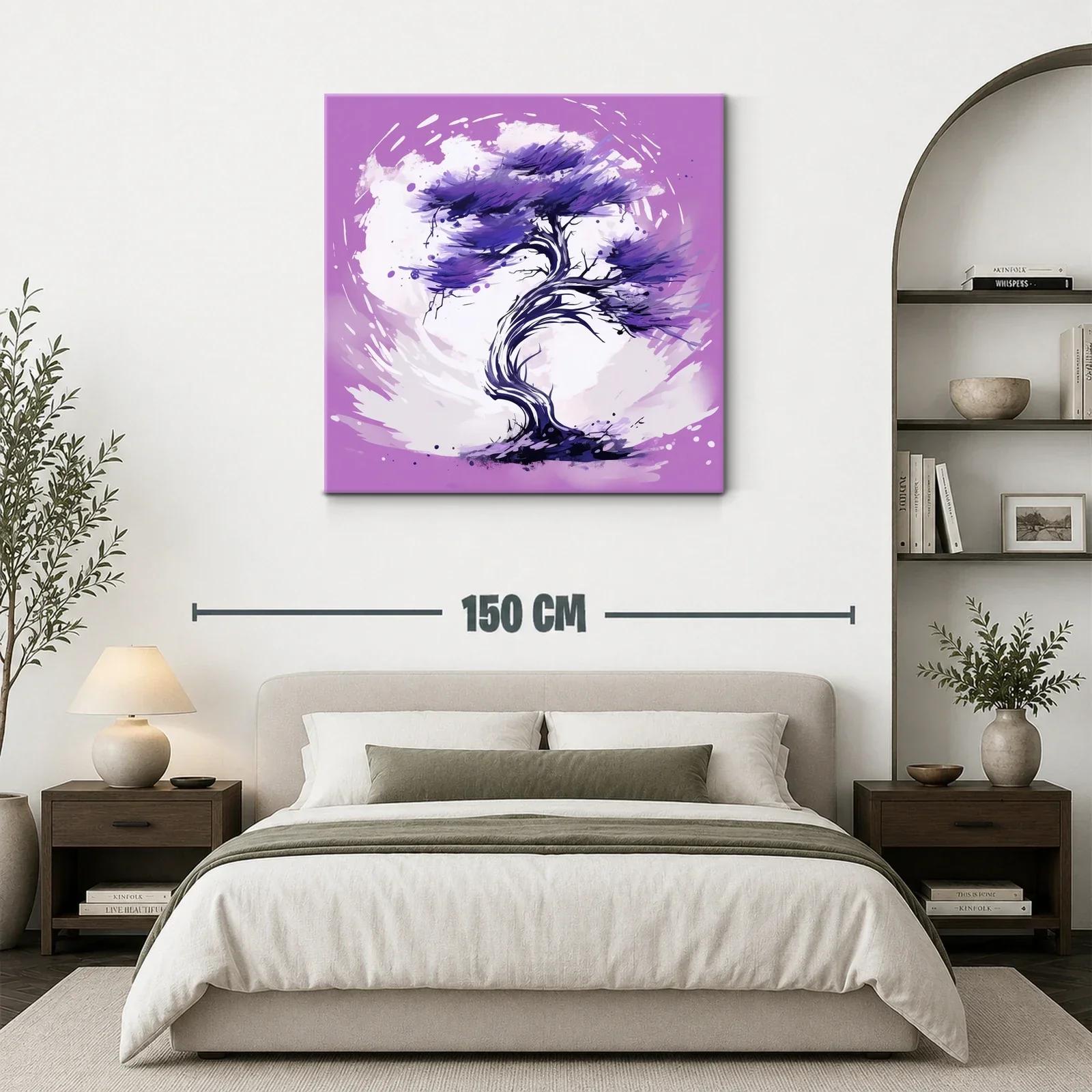 Árbol estilizado en tonos morados y lilas vibrantes — miniatura 3