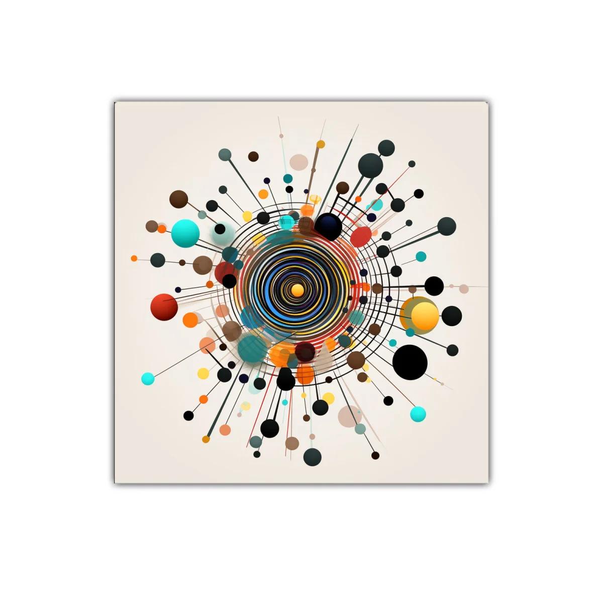 Composición abstracta con círculos y líneas en vibrantes colores — imagen principal