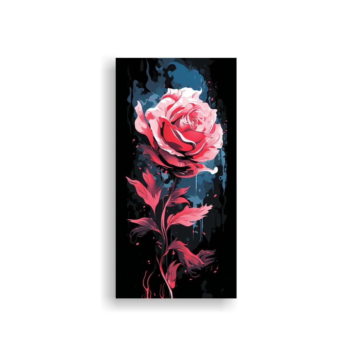 Cuadro rosa rosa con fondo oscuro y goteos