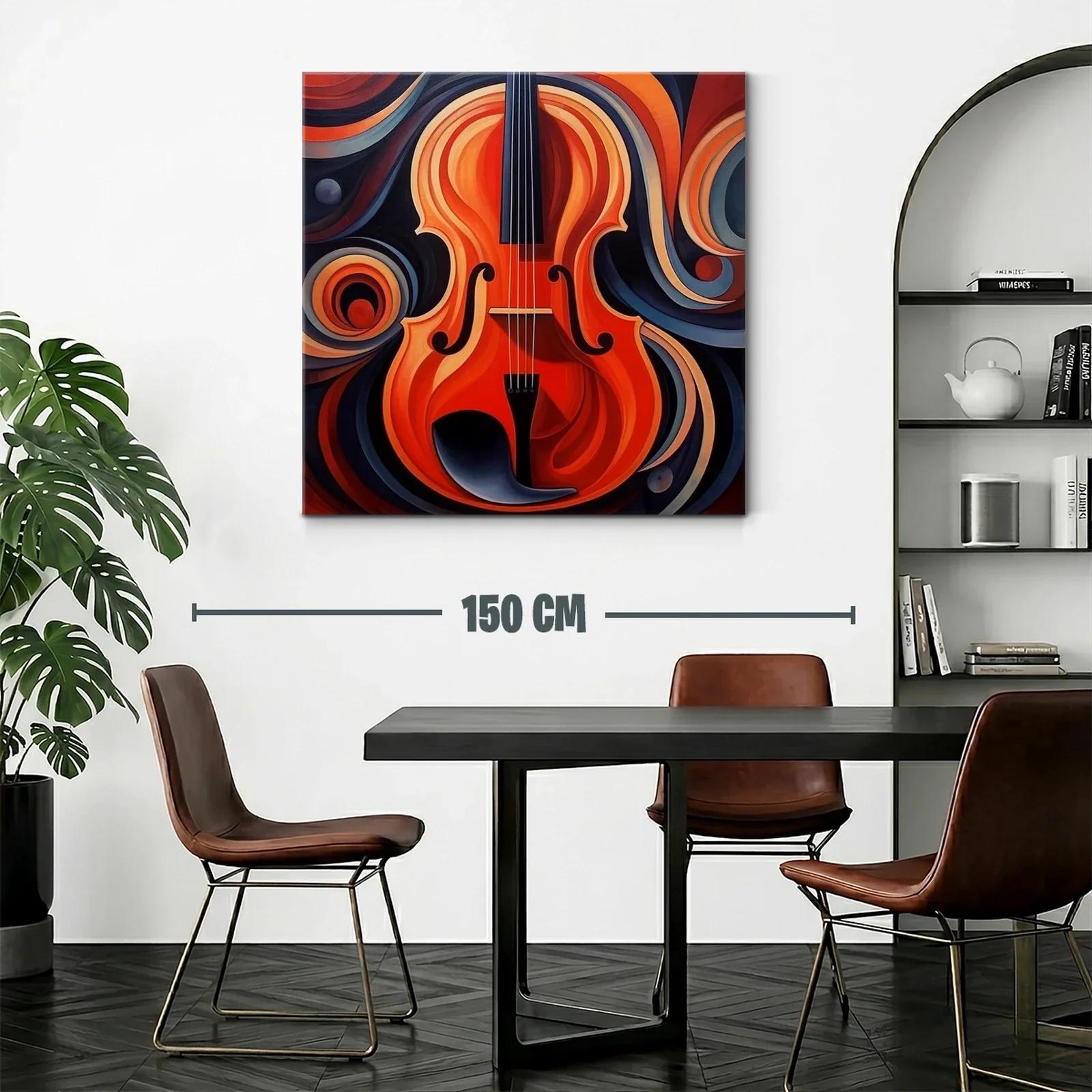 Cuadro vibrante con violín en tonos cálidos y abstractos — miniatura 2