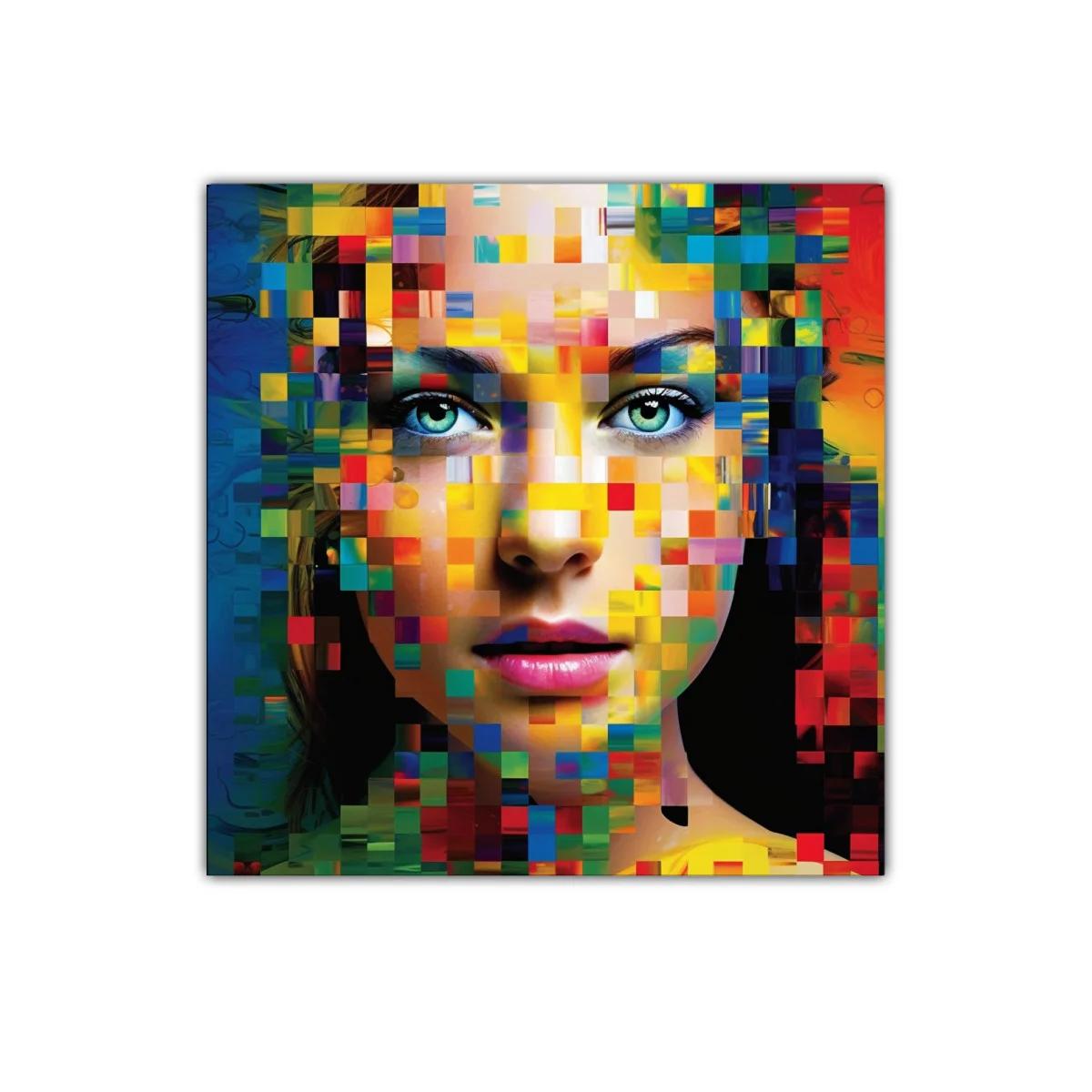 Retrato vibrante con mosaico de colores intensos — imagen principal