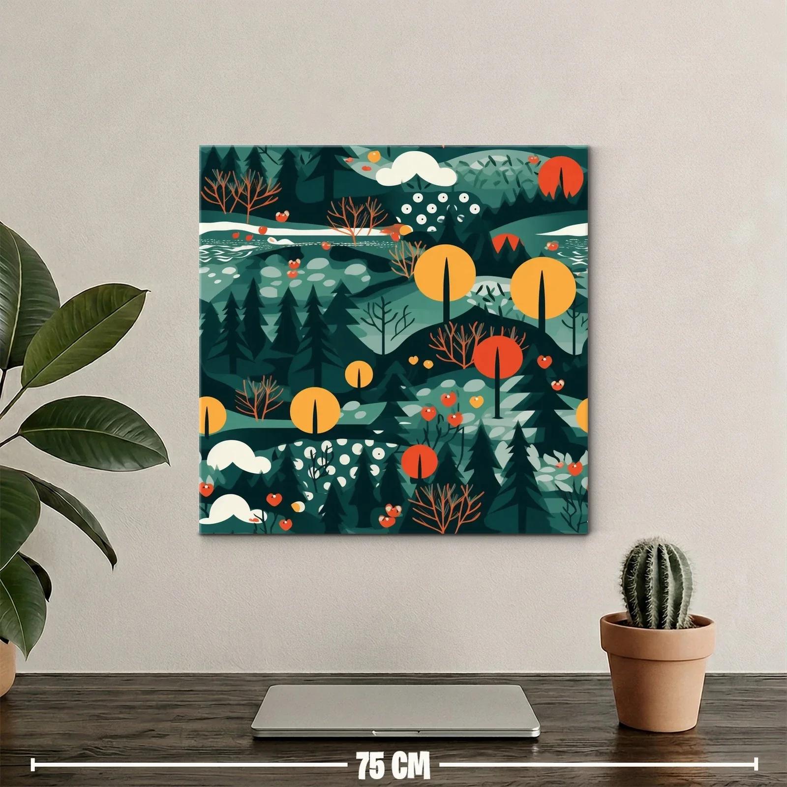 Paisaje abstracto con árboles en tonos cálidos y verdes — miniatura 2