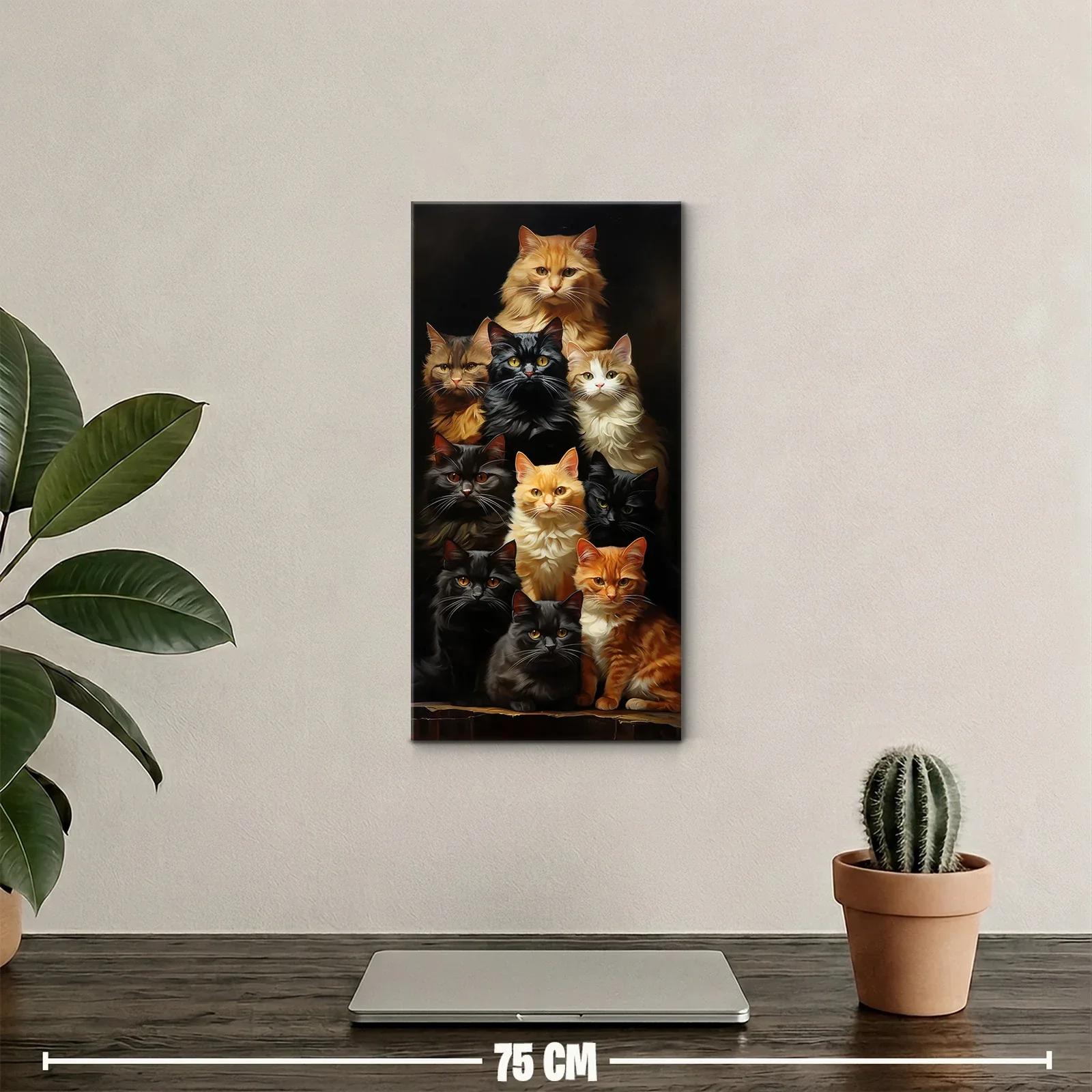 Cuadro grupo de gatos sobre madera — miniatura 2