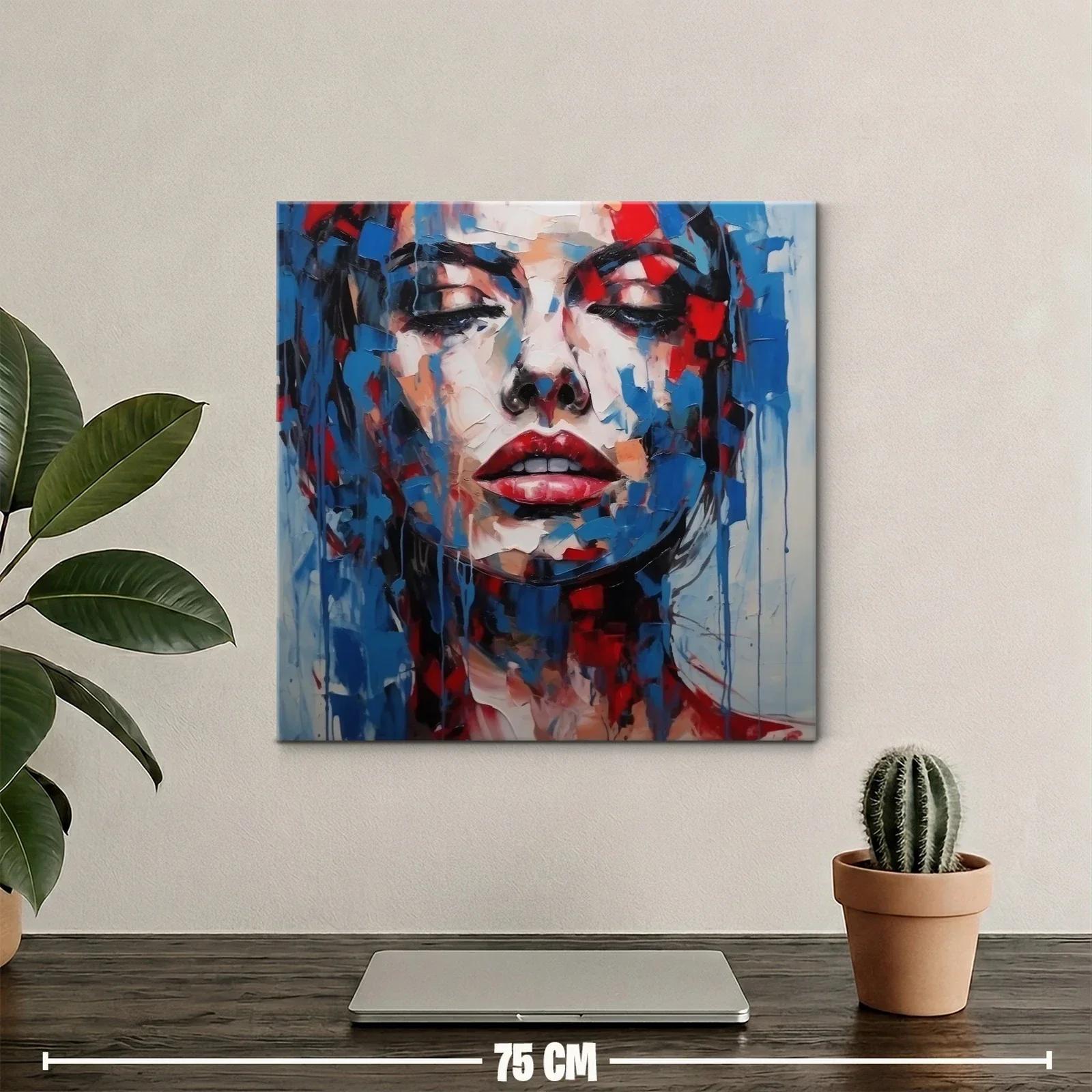 Retrato expresivo con vibrantes tonos rojos y azules — miniatura 2