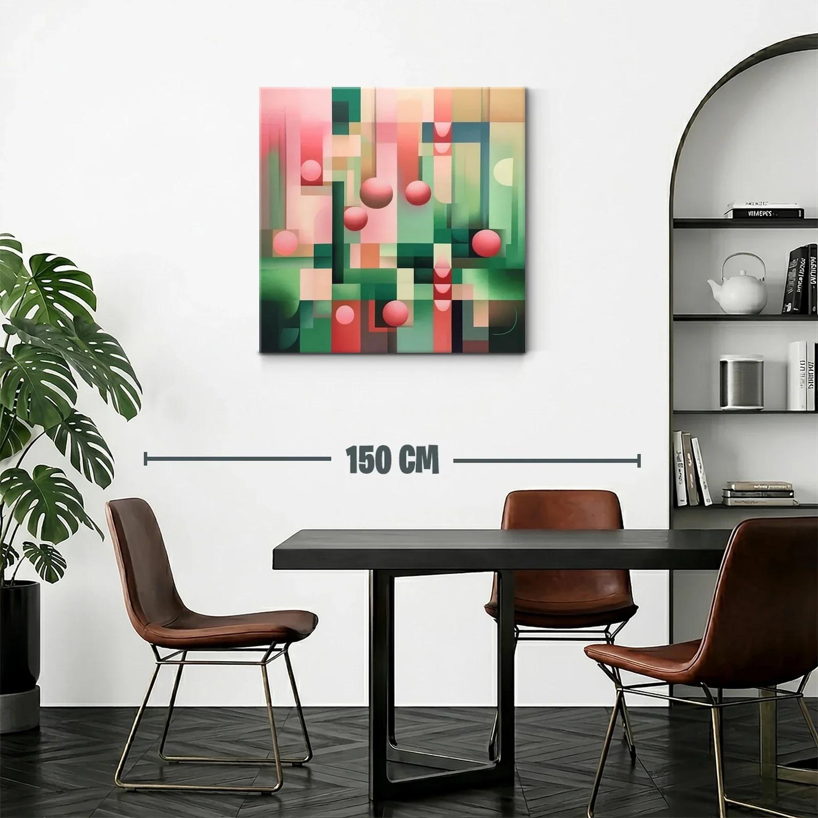 Cuadro Geométrico con Esferas en Tonos Rosa y Verde — miniatura 2