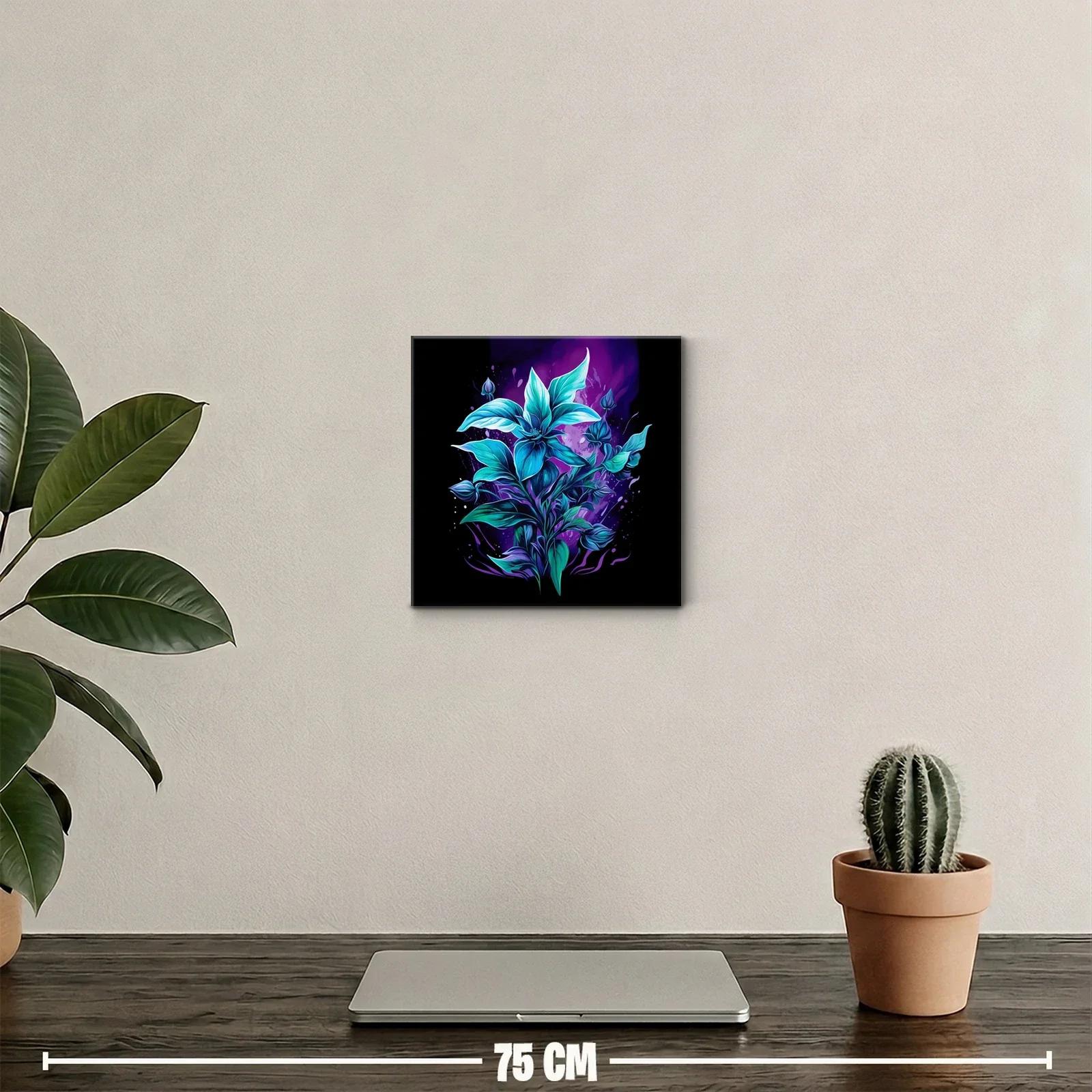 Flor azul vibrante sobre fondo púrpura oscuro — miniatura 2