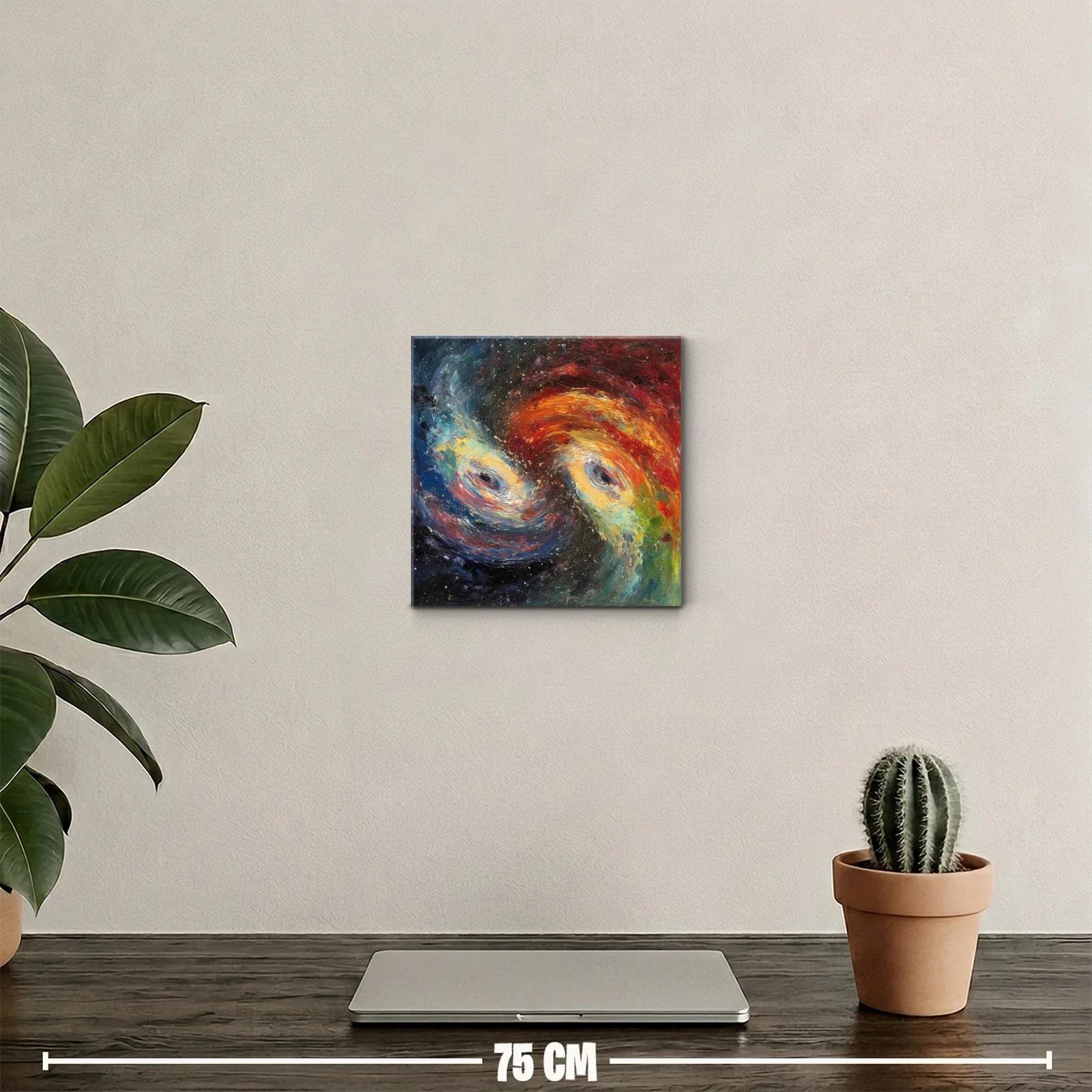 Cuadro abstracto con galaxias y remolinos de colores vivos — miniatura 2