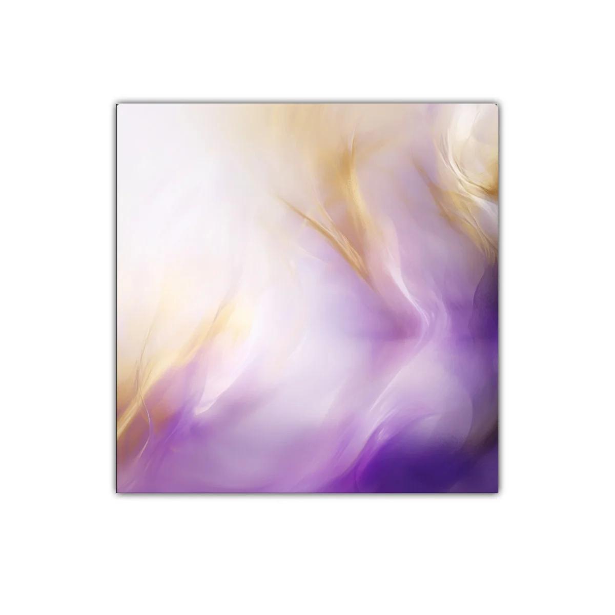 Cuadro decorativo con formas abstractas en tonos violetas y dorados — imagen principal