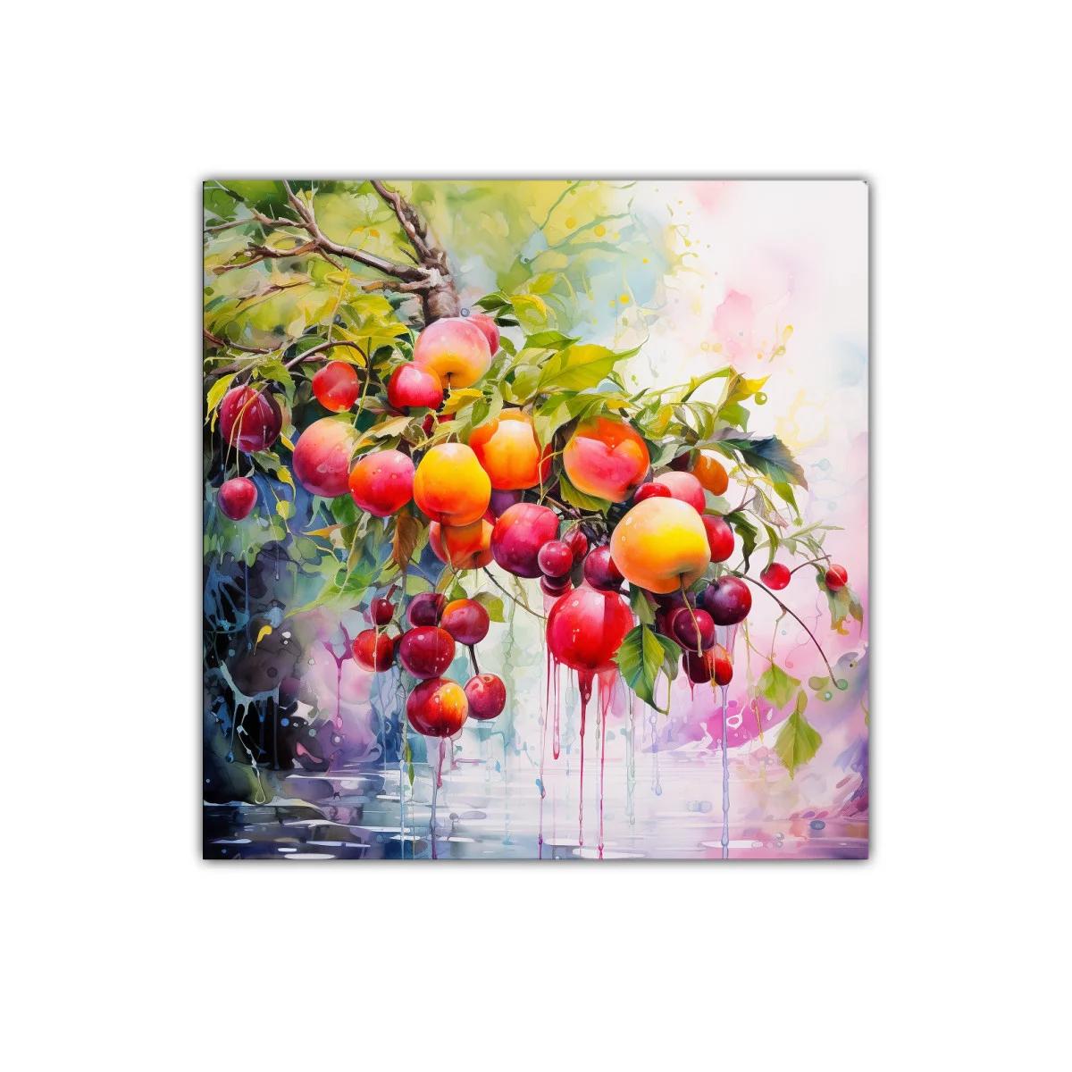 Frutos vibrantes colgantes en composición llena de vida — imagen principal