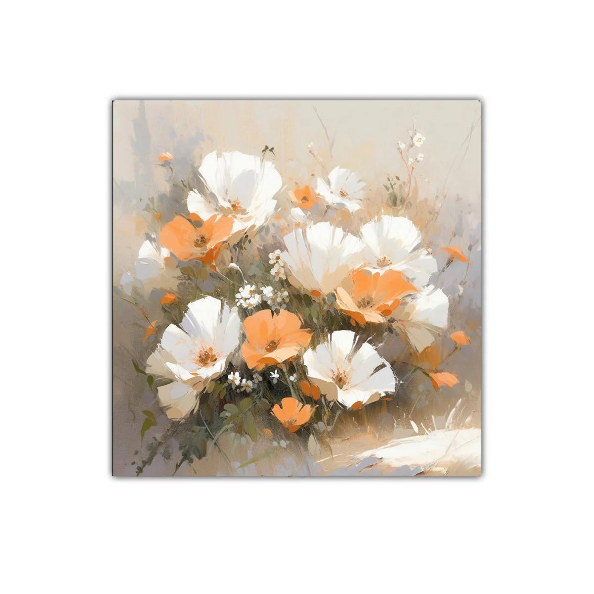 Cuadro con ramo de flores blancas y naranjas delicadas — imagen principal