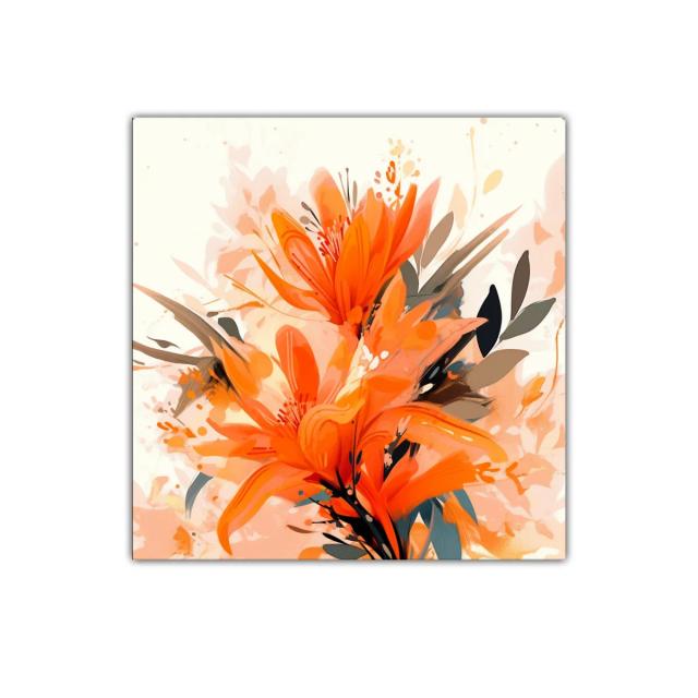 Composición floral vibrante en tonos naranja y tierra