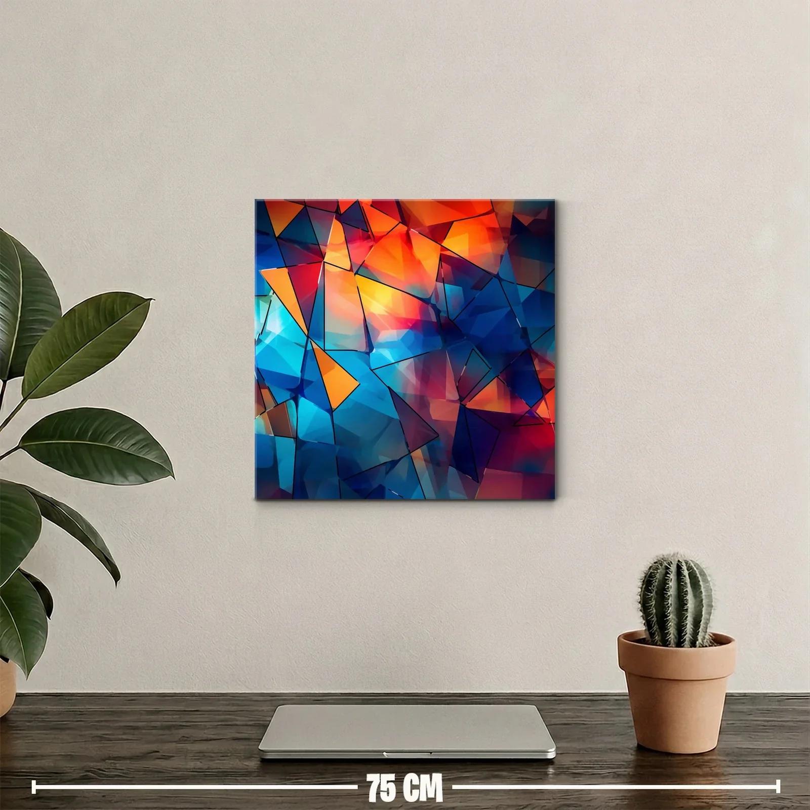 Cuadro abstracto en tonos vibrantes con formas geométricas — miniatura 2