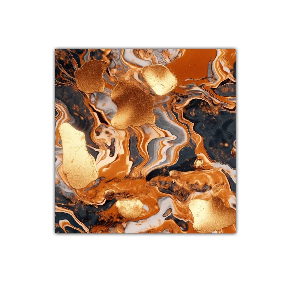 Cuadro decorativo con diseño abstracto dorado y tonos cálidos